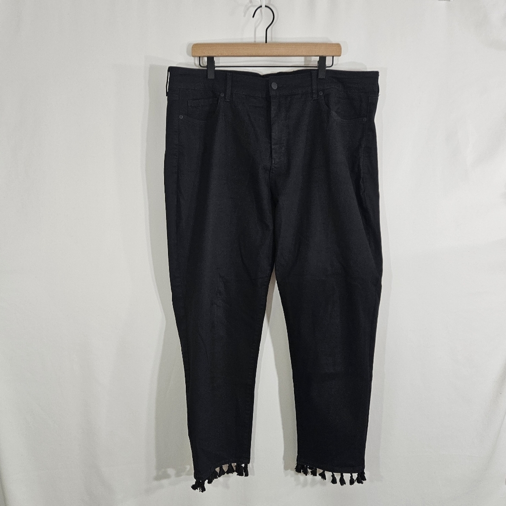 NYDJ Sheri Ankle Black Fringe Pants Womens Size 20W - Picture 2 of 14
